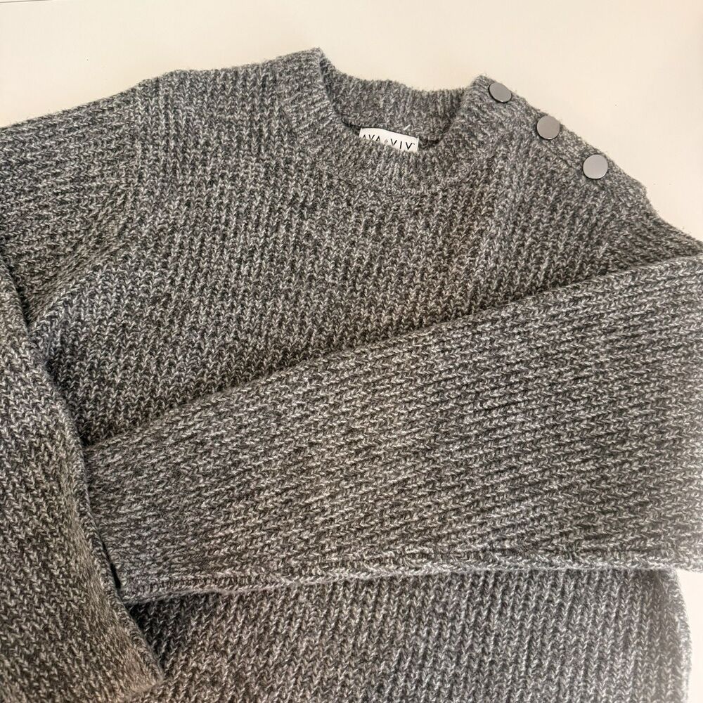Ava & Viv Size 1X Womens Long Sleeve Knit Sweater Gray